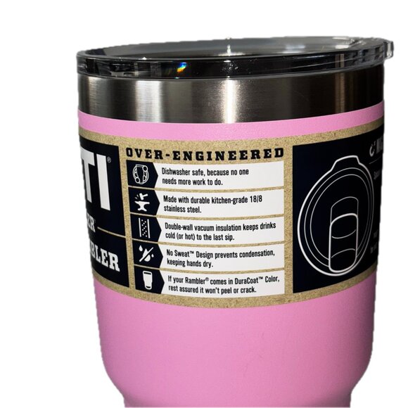 YETI RAMBLER® 30oz  Vacuum Insulated Cup Tumbler Magslider Lid Pink NWT - Picture 4 of 10